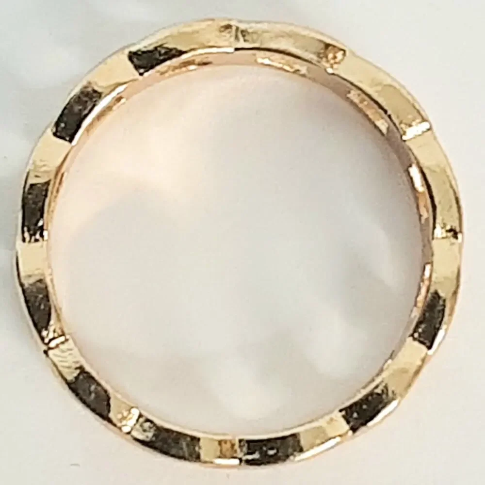 Unisex Gold Tone Cuban Link Band Ring Size 7 Stackable